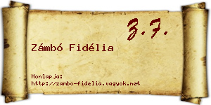 Zámbó Fidélia névjegykártya